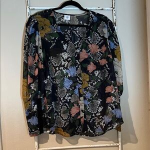 CAbi Multicolor Floral and Snake Print Blouse XL